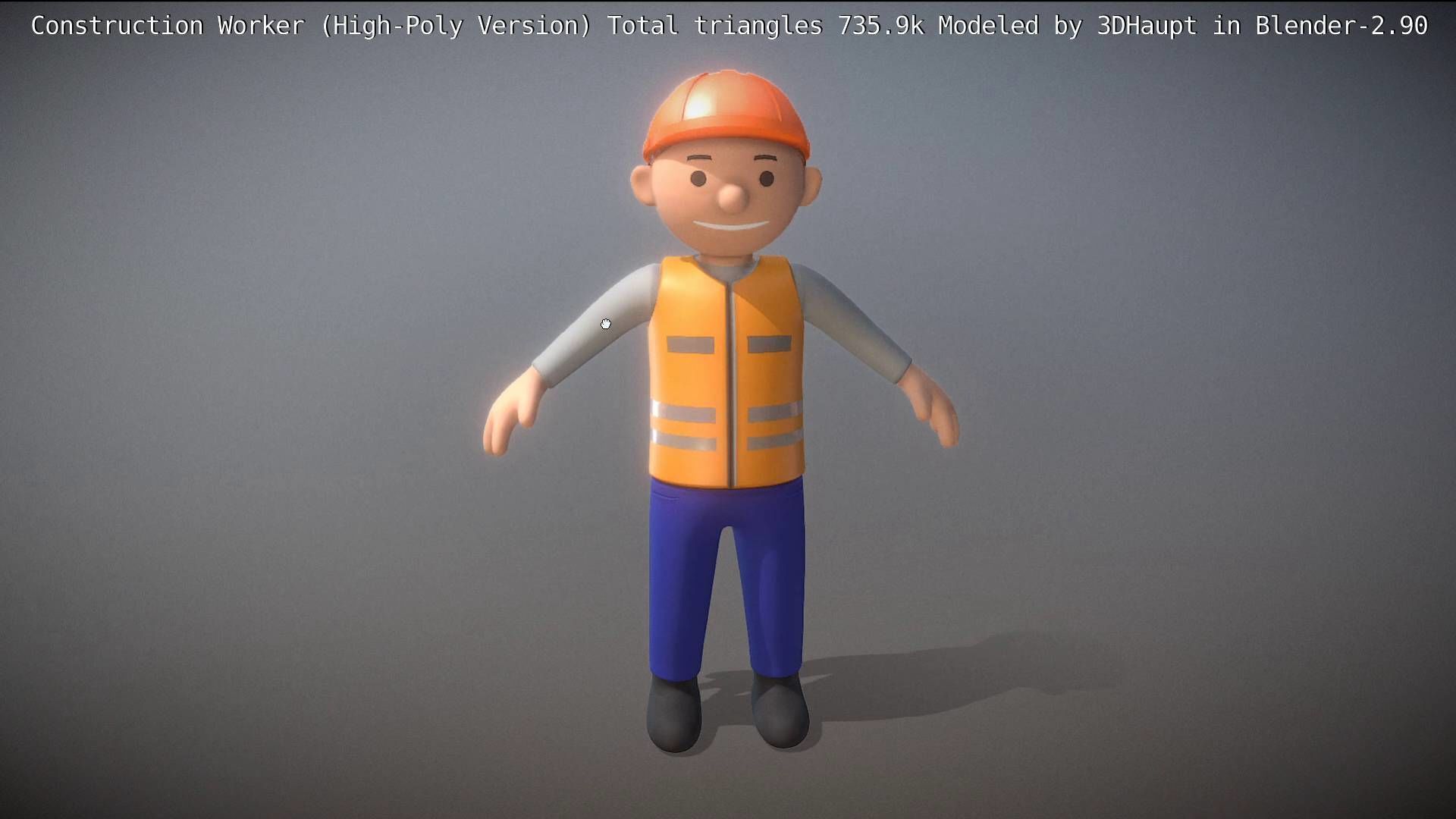 Cartoonish Construction Worker High-Poly Version Not Rigged 3D model_67