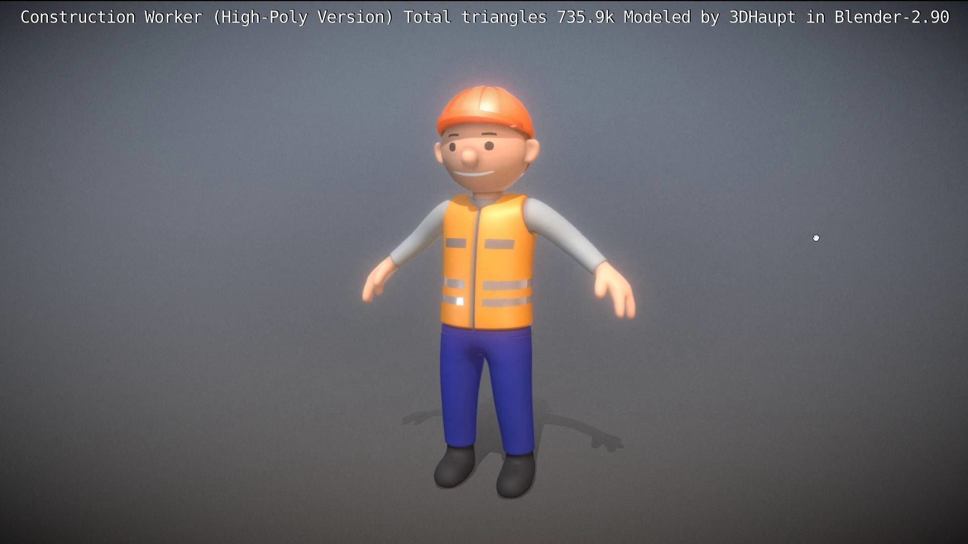 Cartoonish Construction Worker High-Poly Version Not Rigged 3D model_14