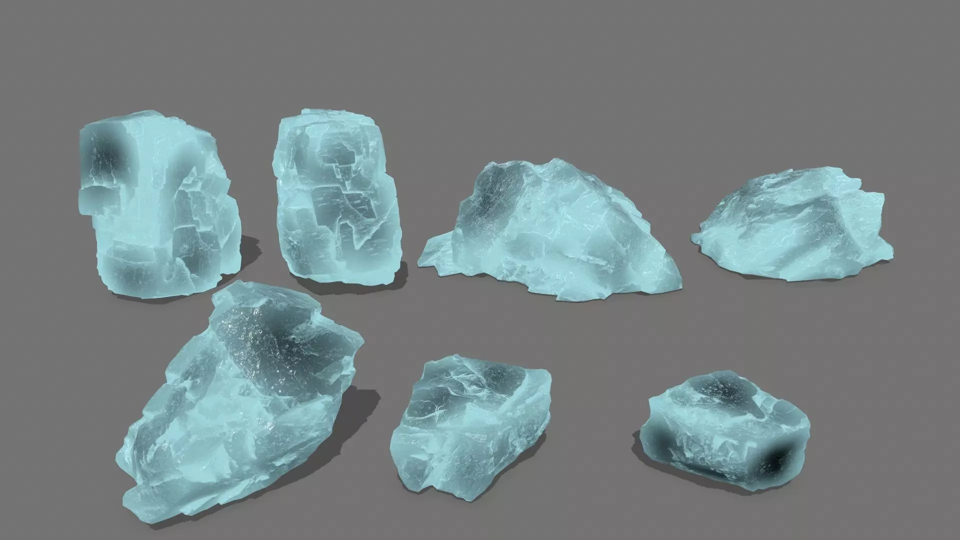 ice rock set  Low-poly 3D model_0