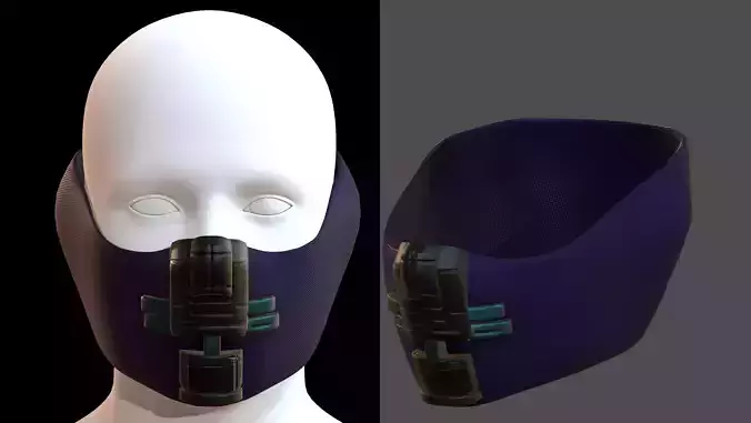 Gas mask helmet 3d model scifi Low-poly 