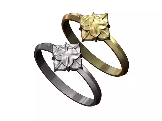 4 Leaf Corola Flower Rosette Ring