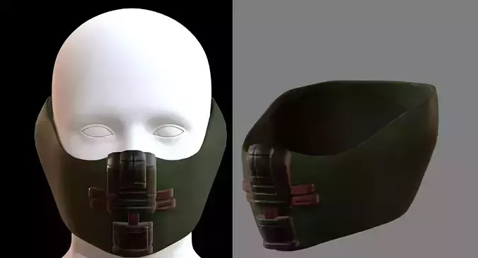 Gas mask helmet 3d model scifi Low-poly 
