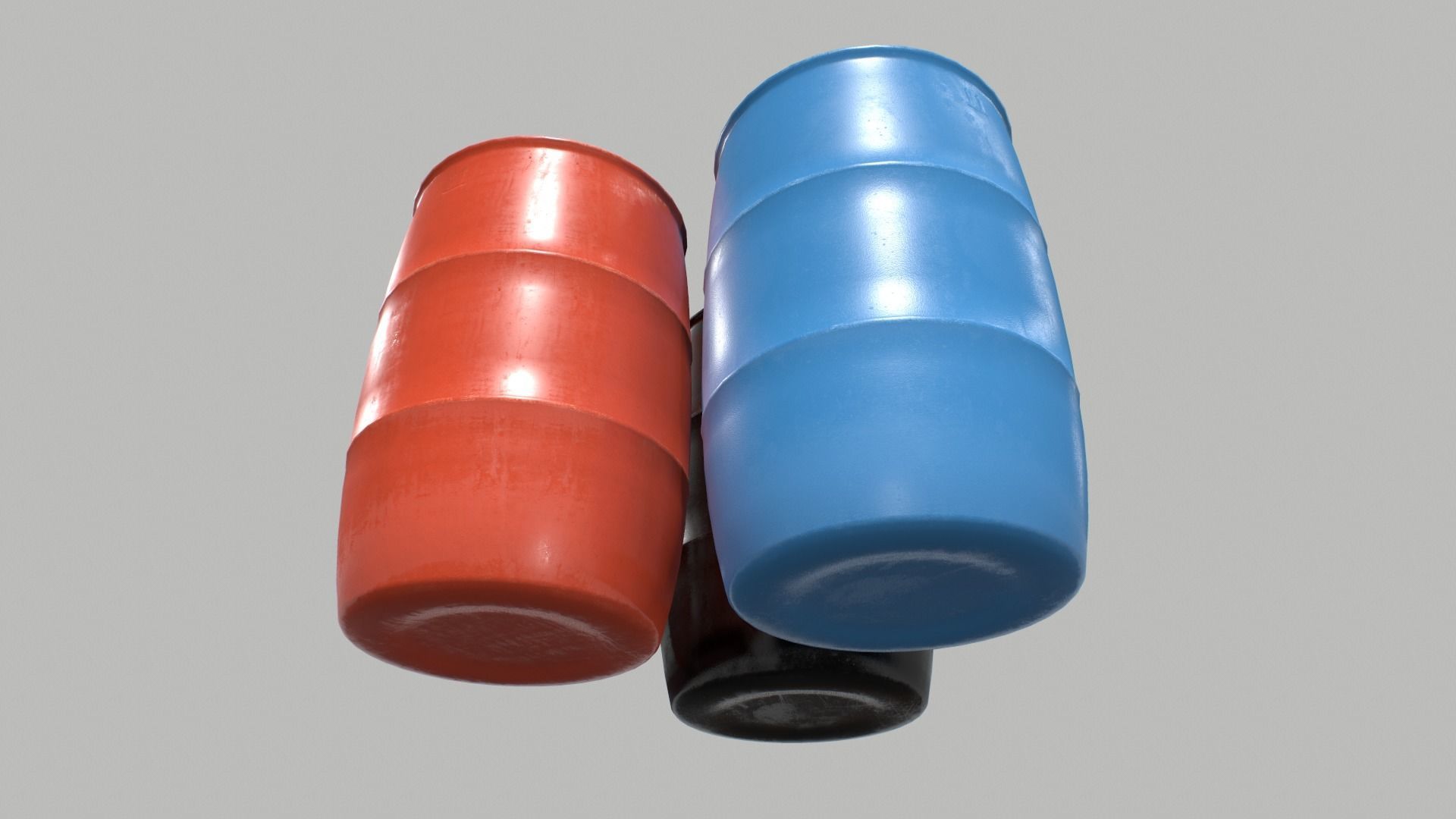 Plastic Barrel 1 Low-poly 3D model_4