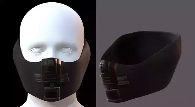 Gas mask helmet 3d model scifi Low-poly 