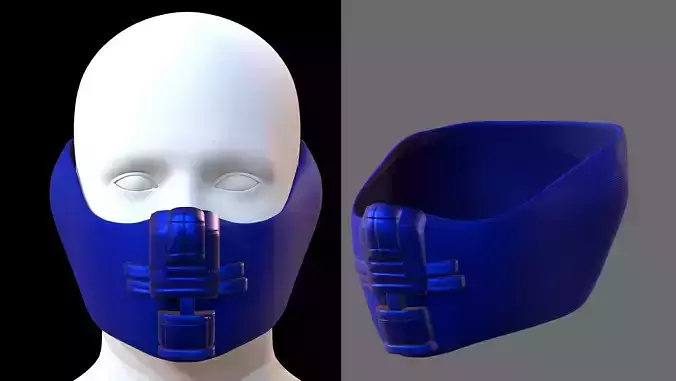 Gas mask helmet 3d model scifi Low-poly 