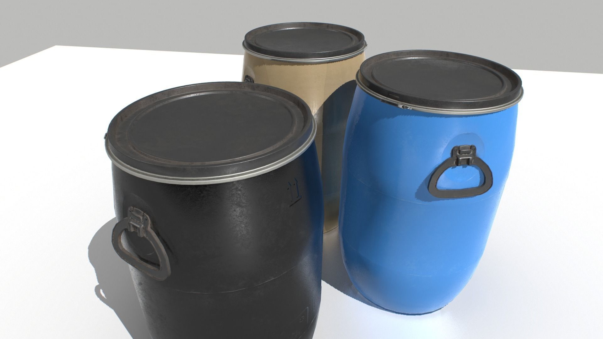 Plastic Barrel 2 Low-poly 3D model_3