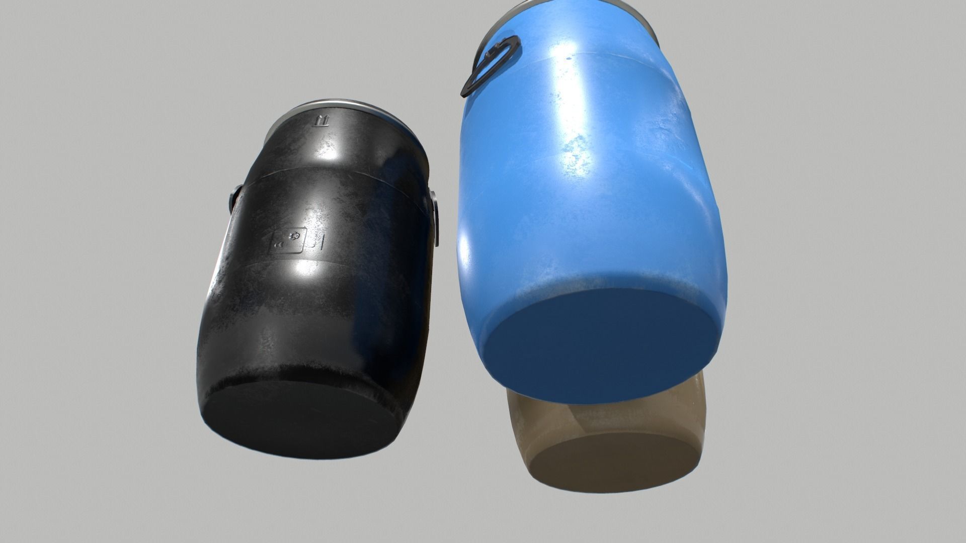 Plastic Barrel 2 Low-poly 3D model_6