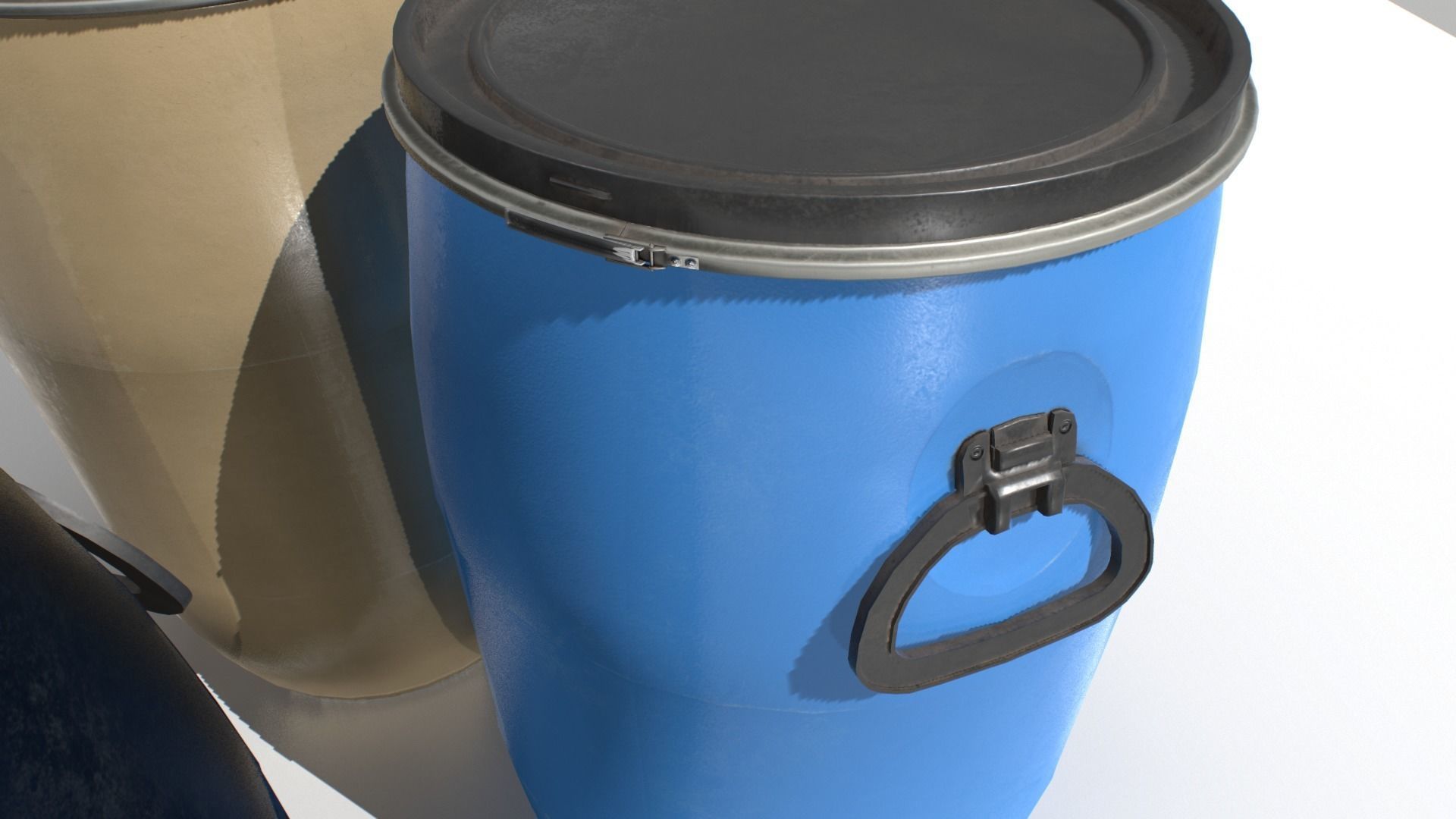 Plastic Barrel 2 Low-poly 3D model_4