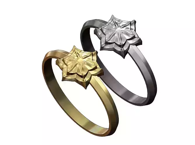 6 Leaf Corola Flower Rosette Ring