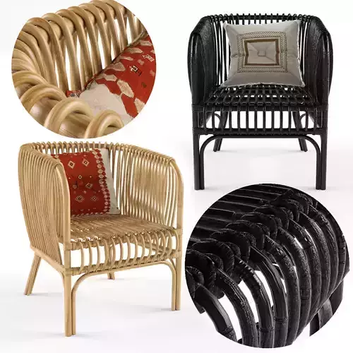 Isabella Rattan Barrel Arm Chair Opalhouse 3D model