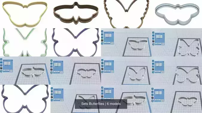 Sets Butterflies 3D Model Collection