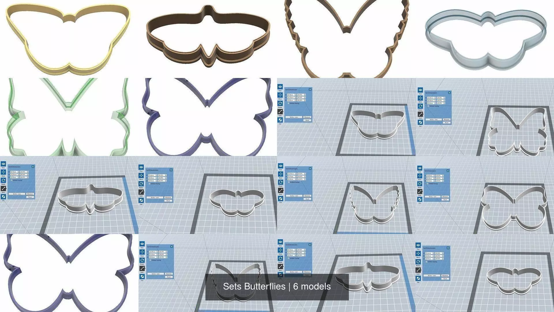 Sets Butterflies 3D Model Collection_0