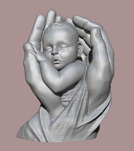 Baby in hands 3D model