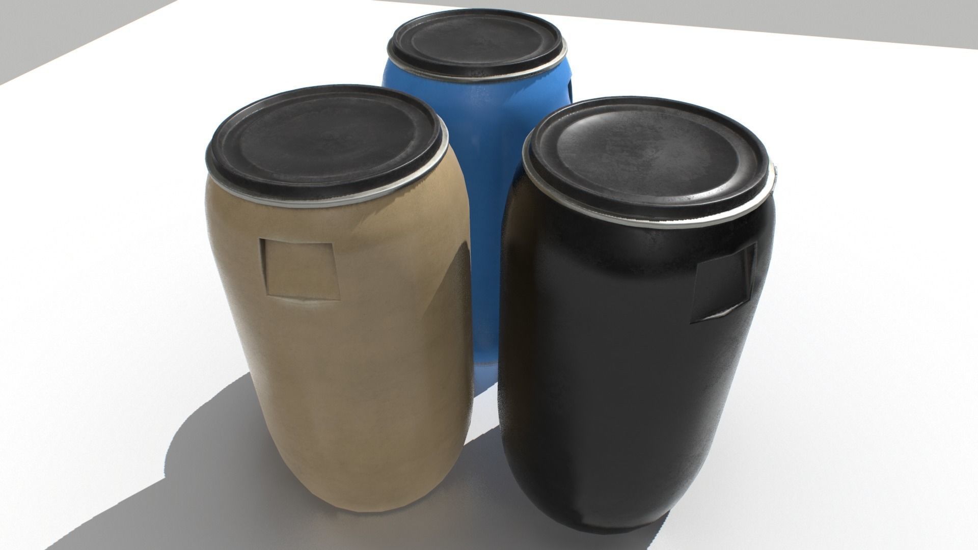 Plastic Barrel 3 Low-poly 3D model_2