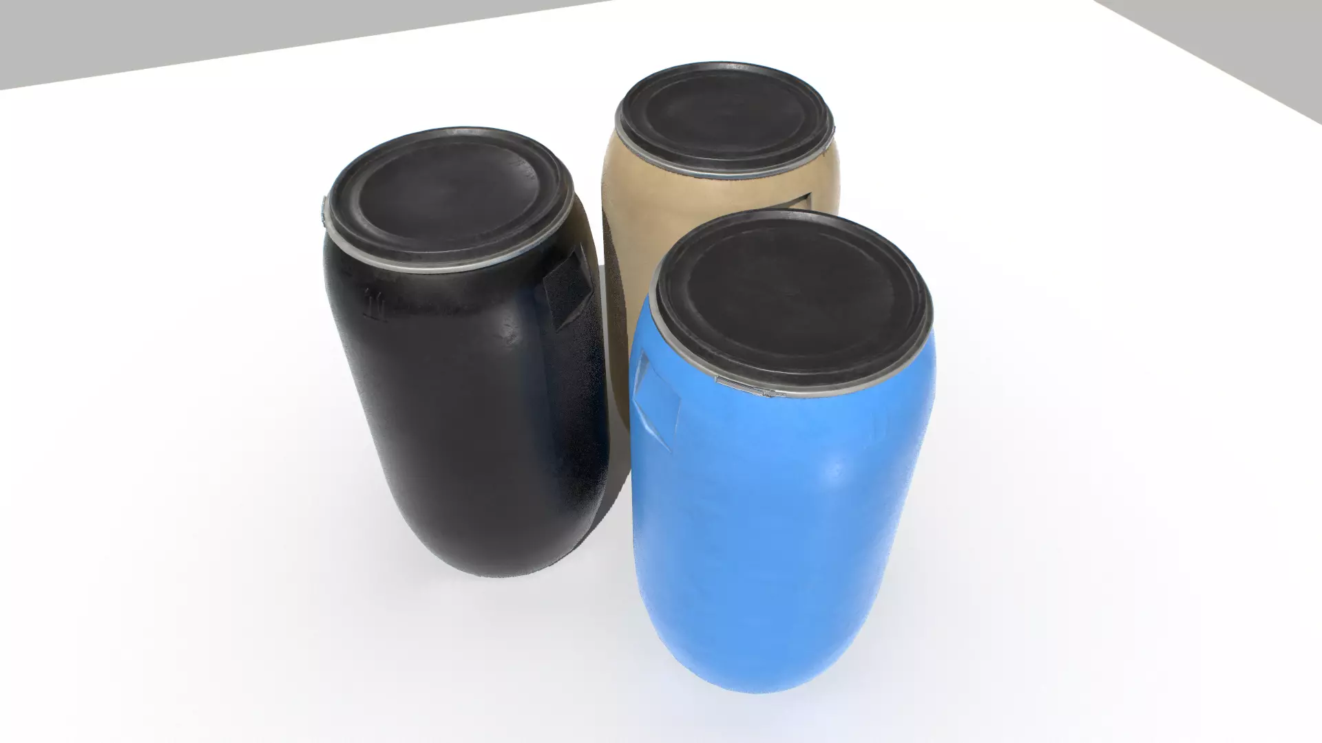 Plastic Barrel 3 Low-poly 3D model_0