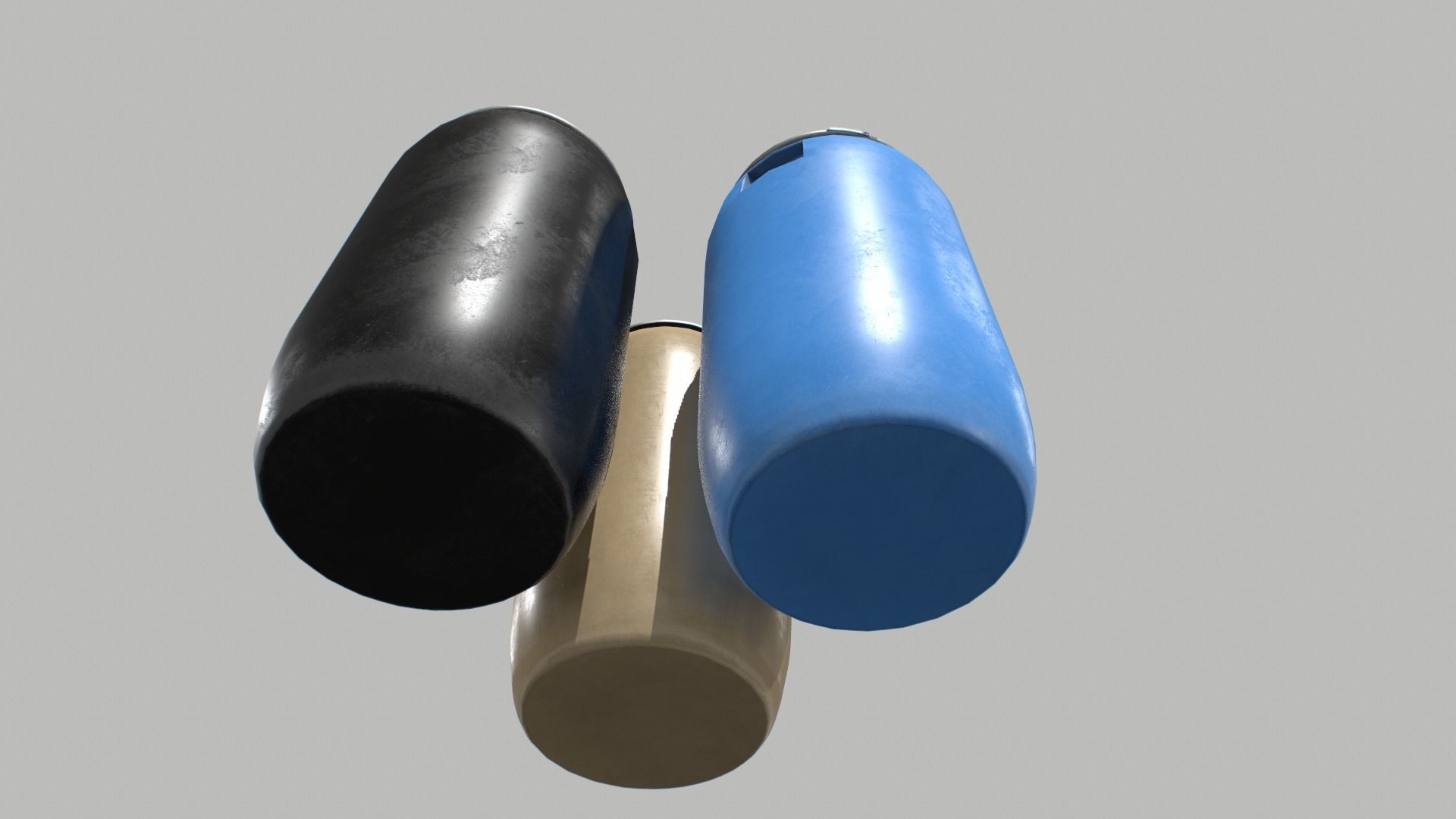 Plastic Barrel 3 Low-poly 3D model_4