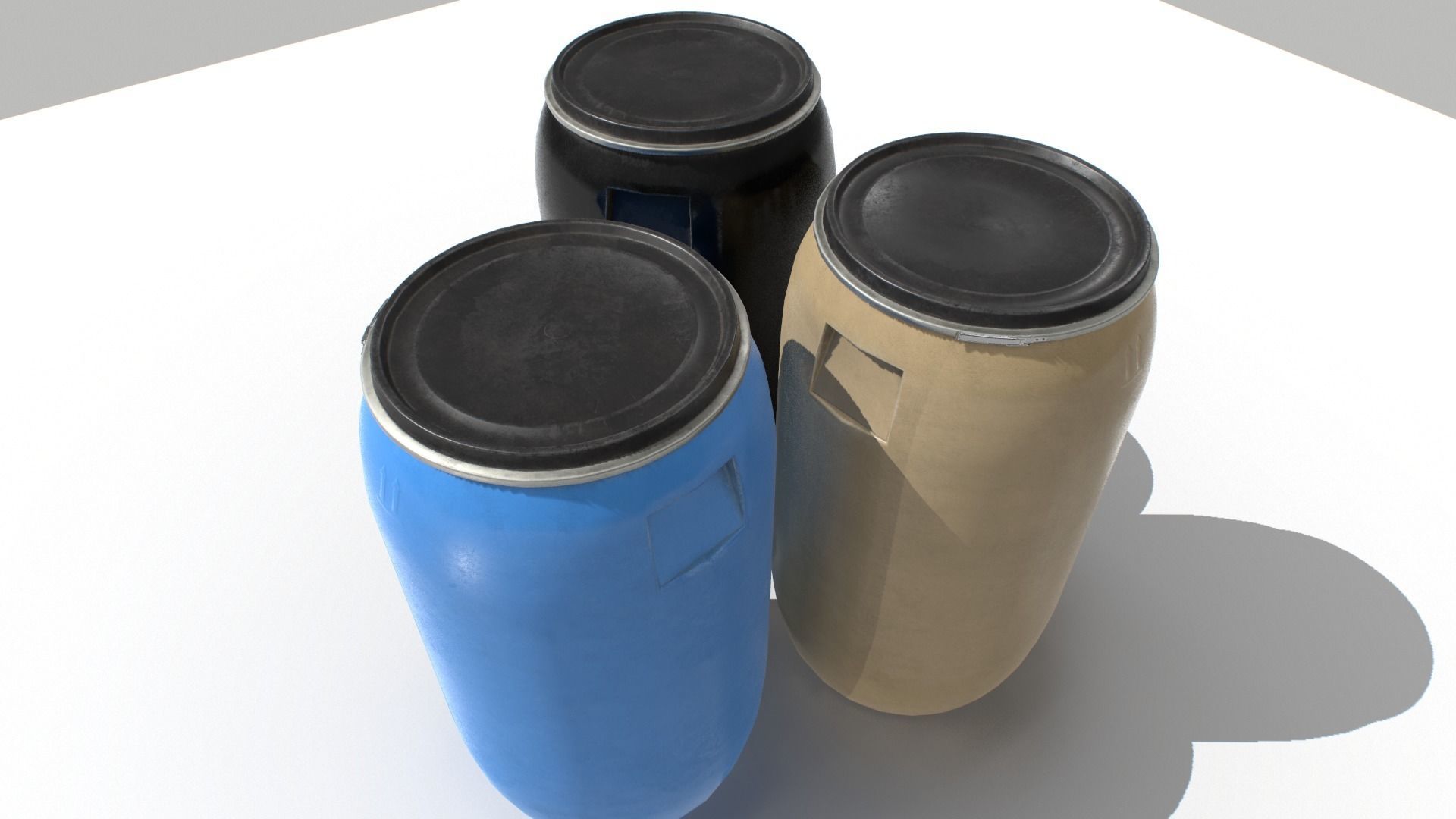 Plastic Barrel 3 Low-poly 3D model_1