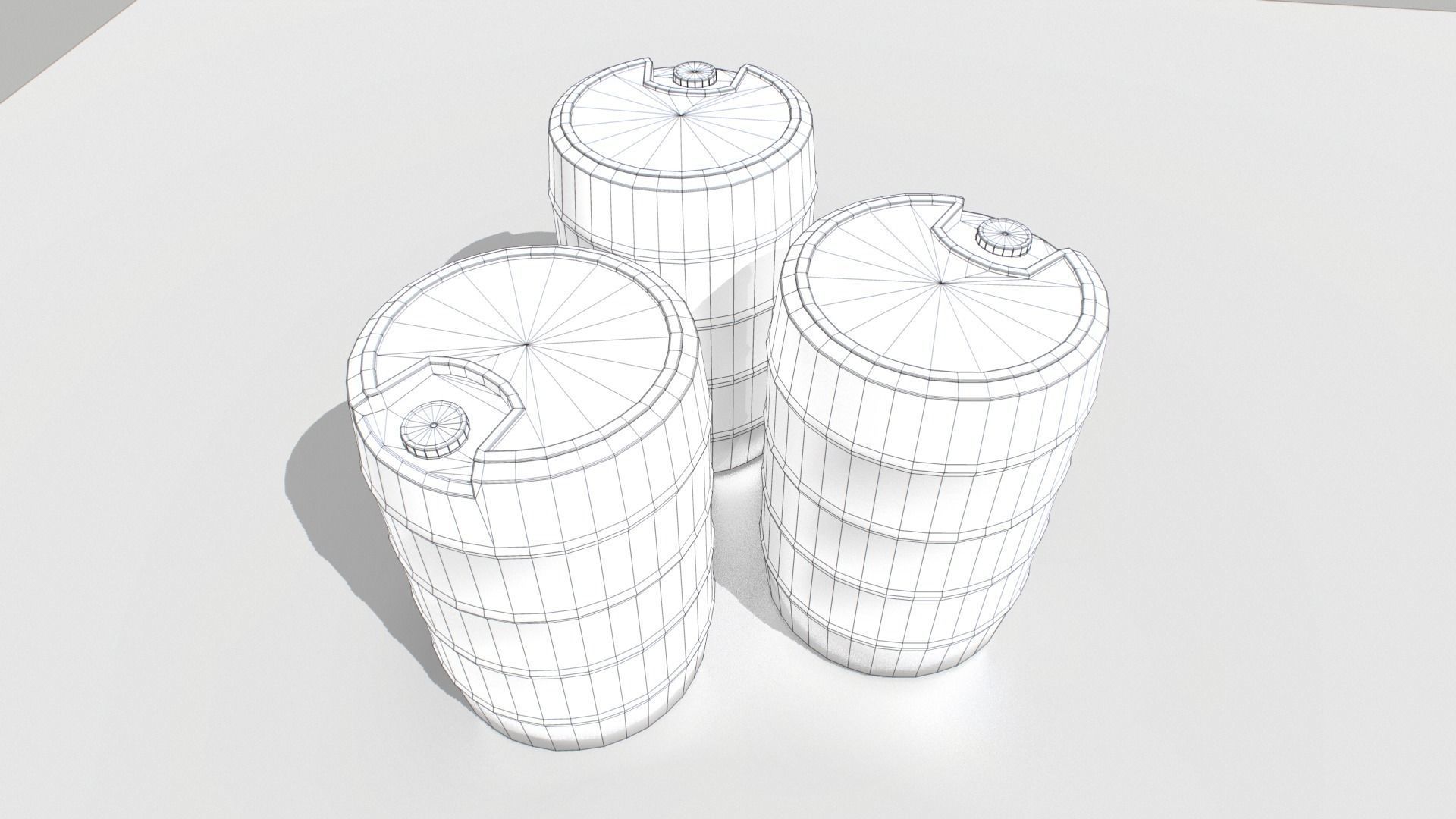 Plastic Barrel 4 Low-poly 3D model_5