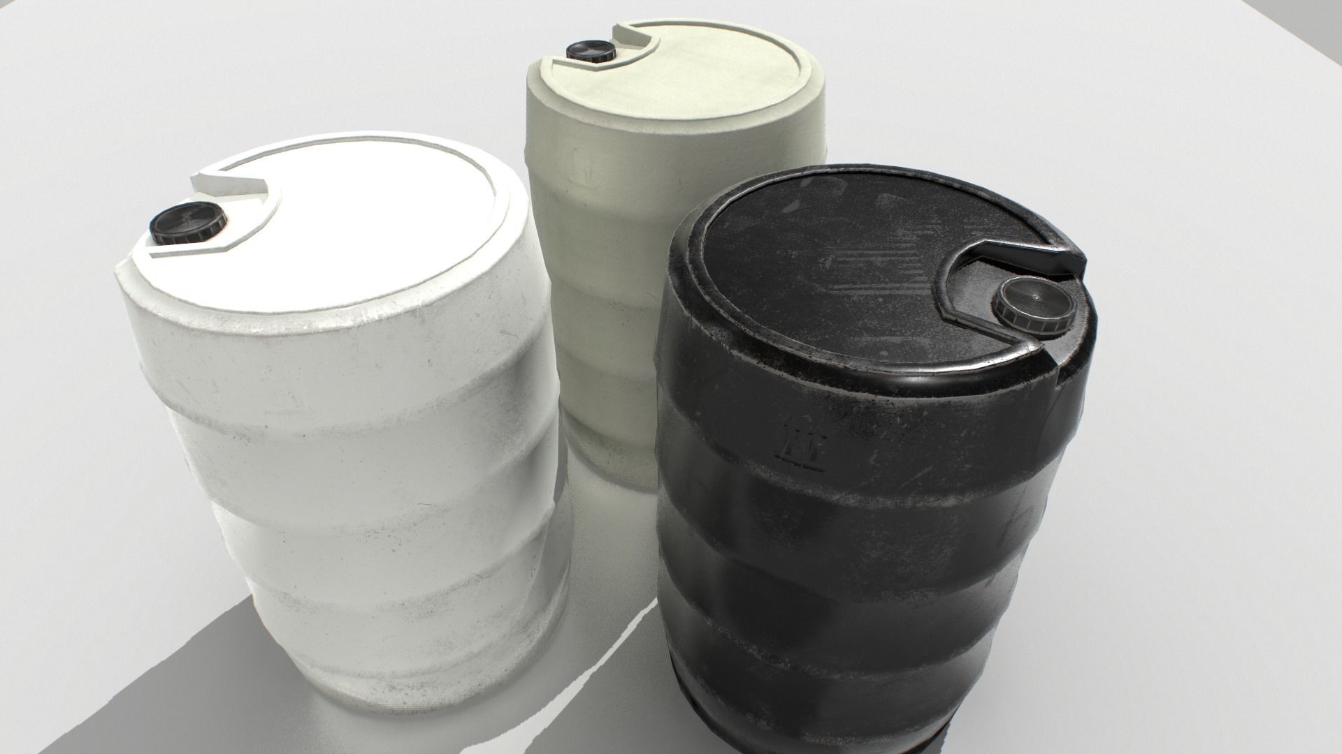 Plastic Barrel 4 Low-poly 3D model_2