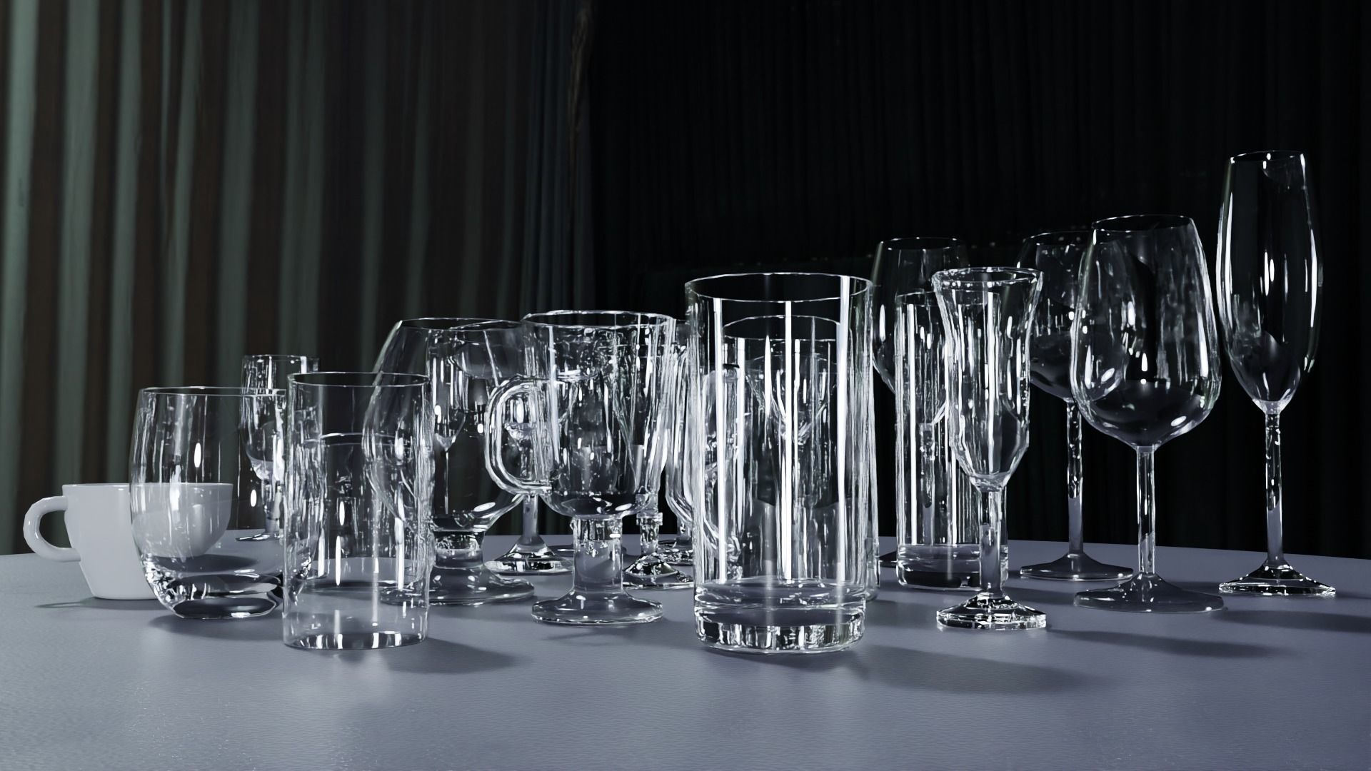 Glass pack collection - 3D model prop gameready Low-poly 3D model_1