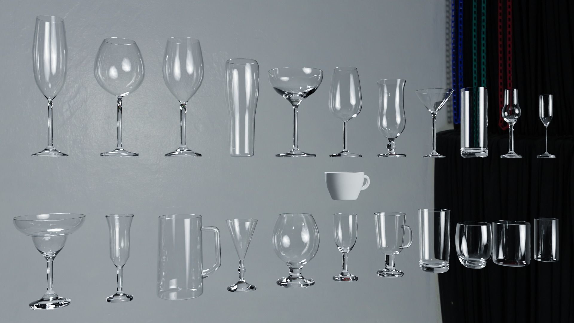 Glass pack collection - 3D model prop gameready Low-poly 3D model_23