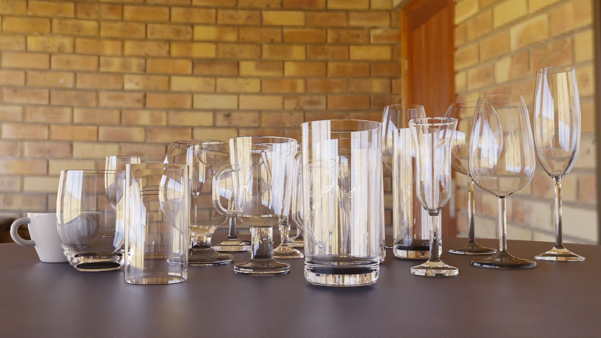 Glass pack collection - 3D model prop gameready Low-poly 3D model_2