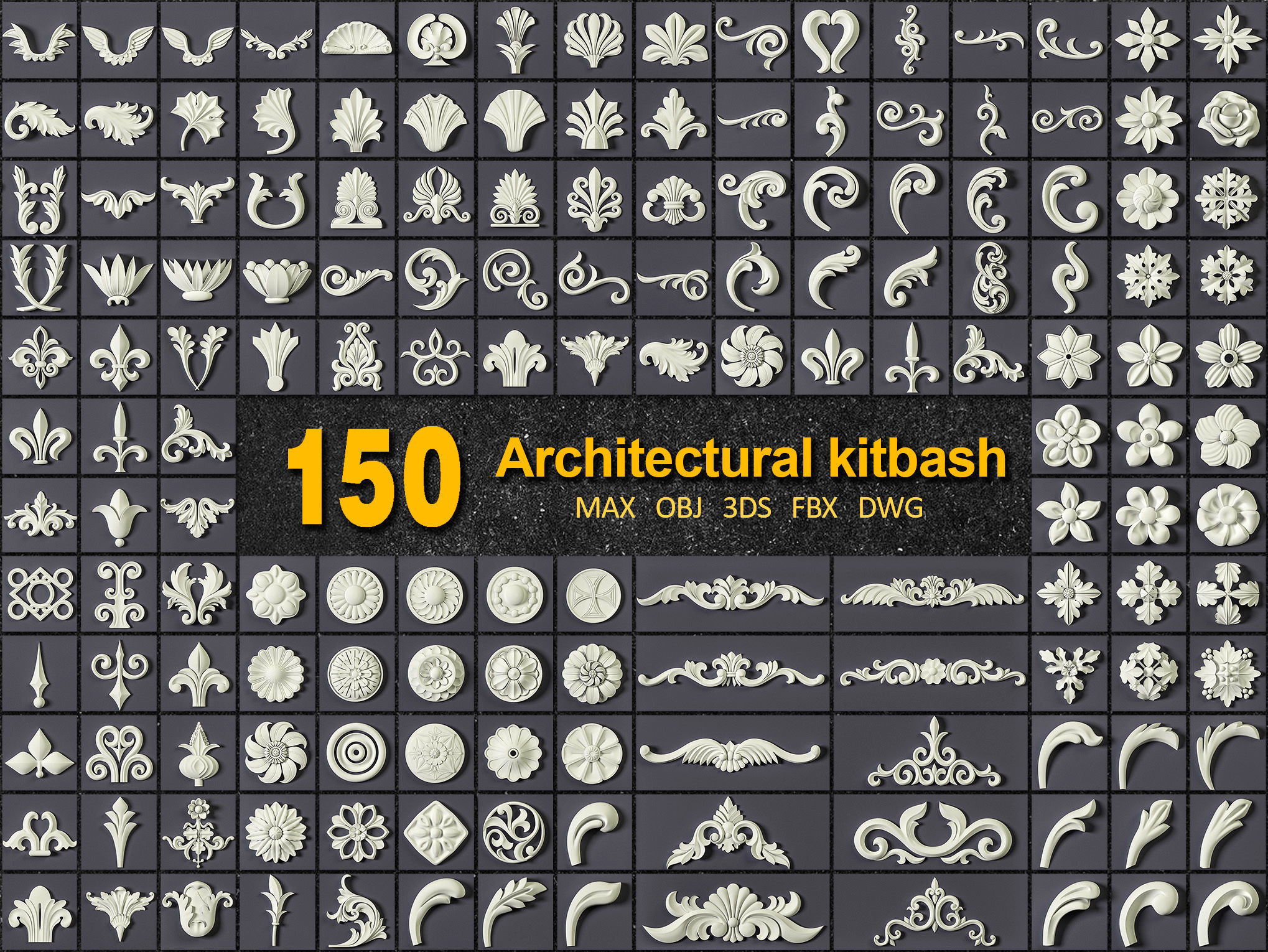 150 ARCHITECTURAL KITBASH - VOL 01  3D model_0
