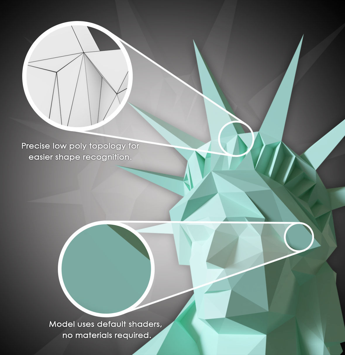 Low poly Statue of Liberty Low-poly 3D model_2