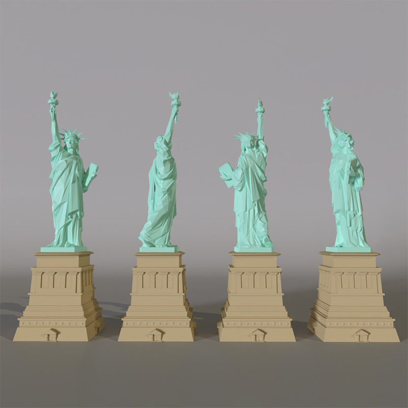 Low poly Statue of Liberty Low-poly 3D model_4
