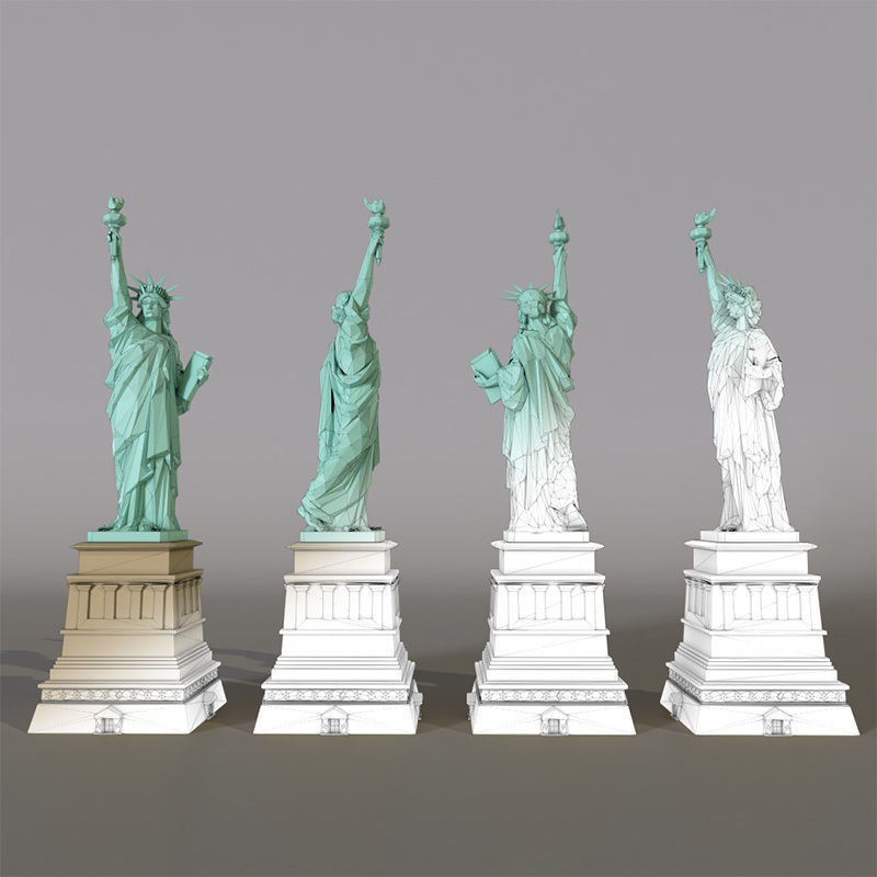 Low poly Statue of Liberty Low-poly 3D model_5