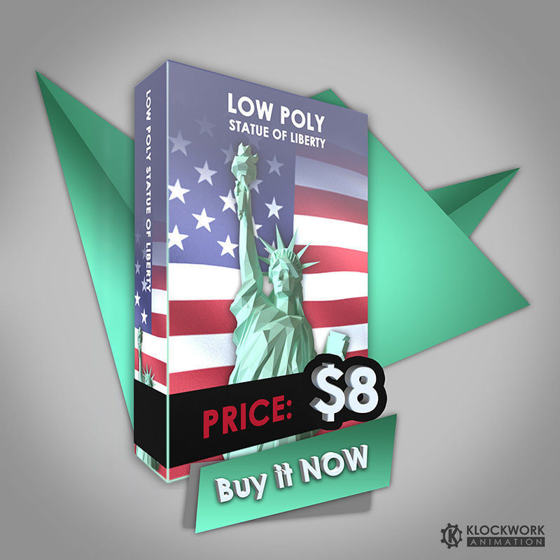 Low poly Statue of Liberty Low-poly 3D model_7