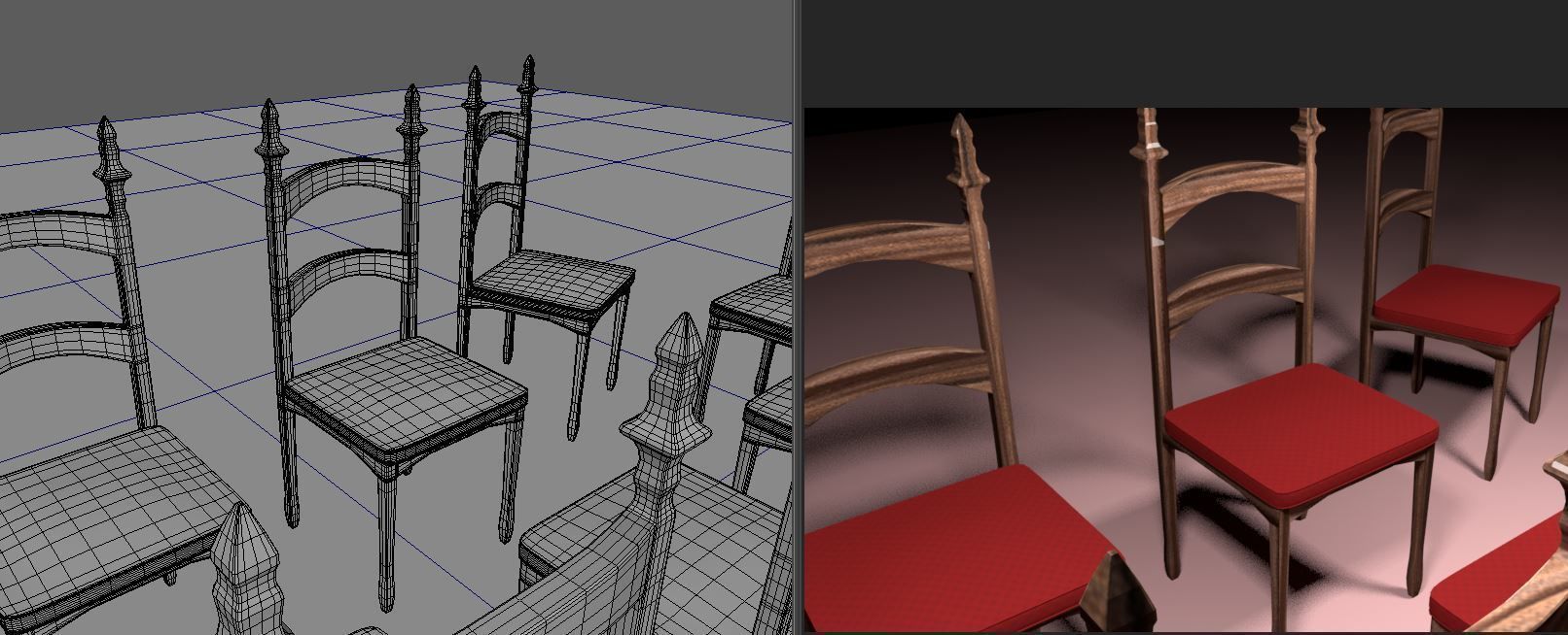 Dining Room Set - Basic Low-poly 3D model_1