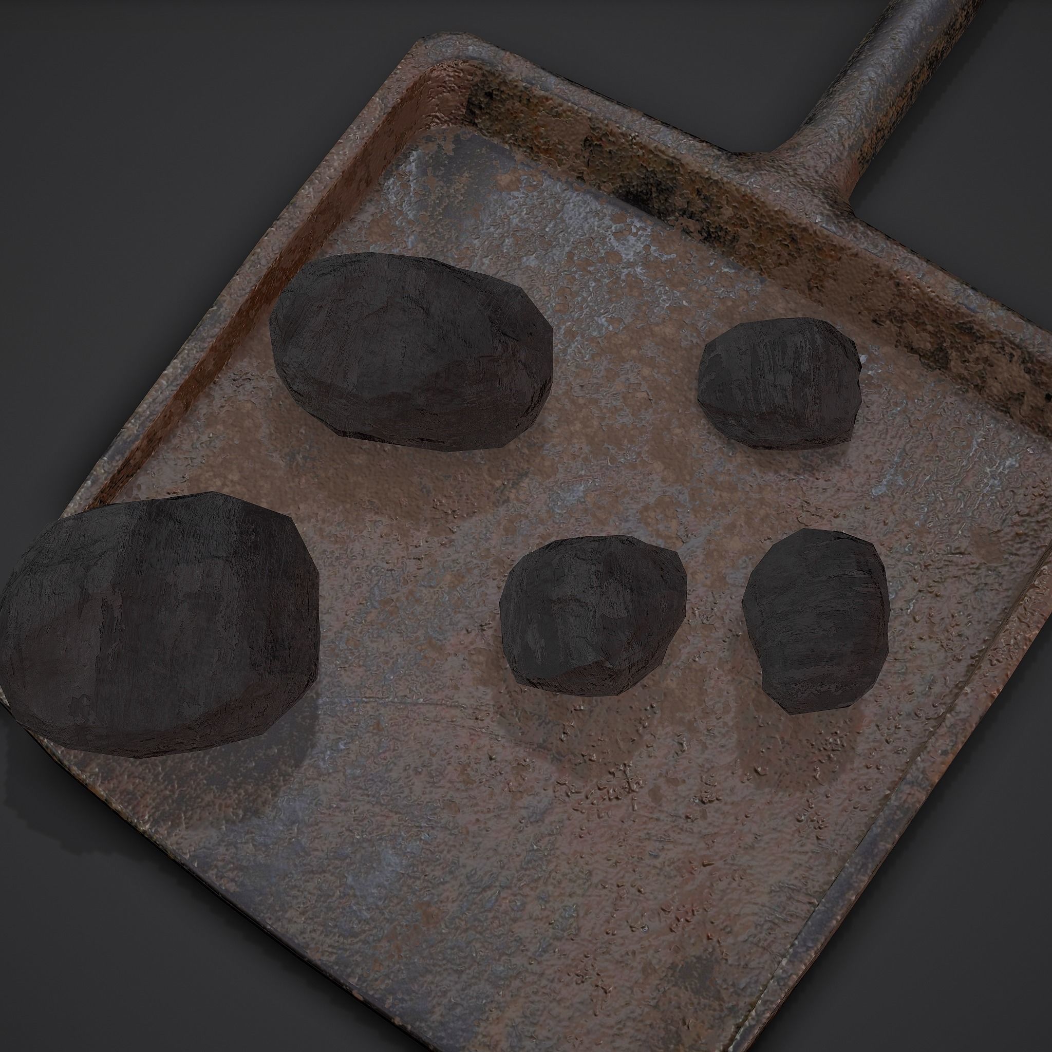 Coal and Coal Shovel  3D Model Collection_5