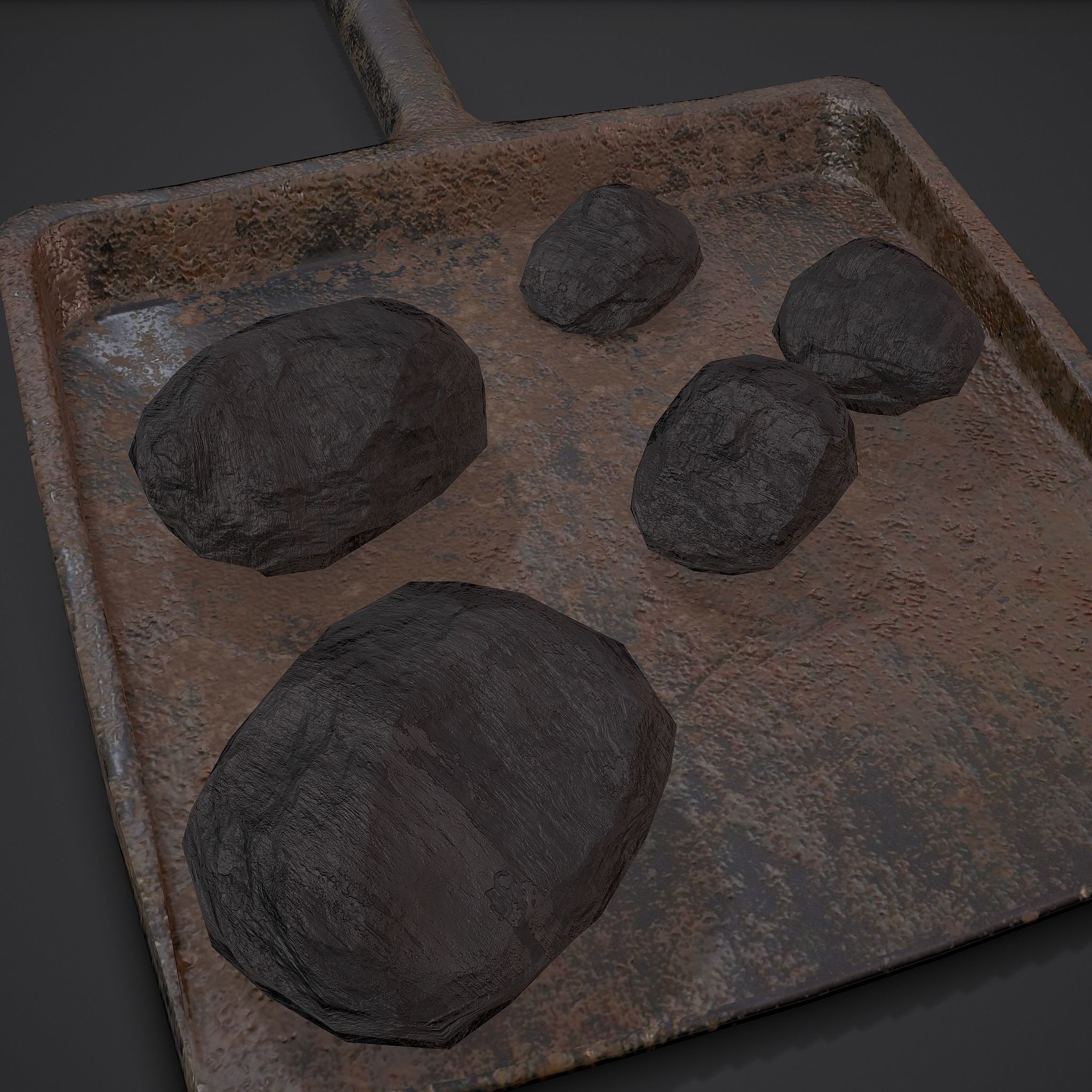 Coal and Coal Shovel  3D Model Collection_4
