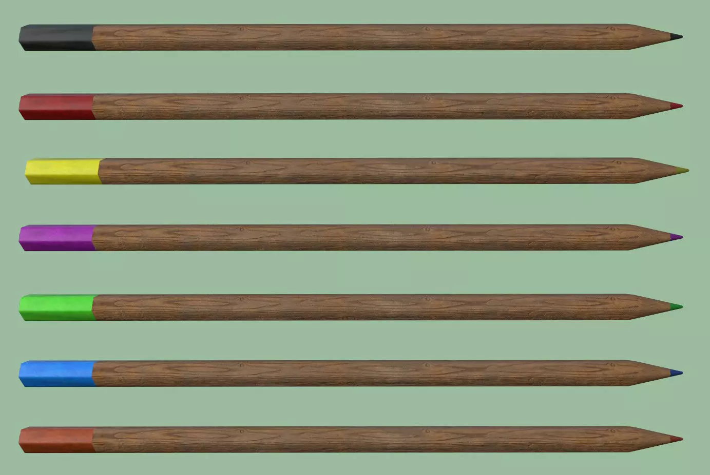 Colored pencils Low-poly 3D model_0