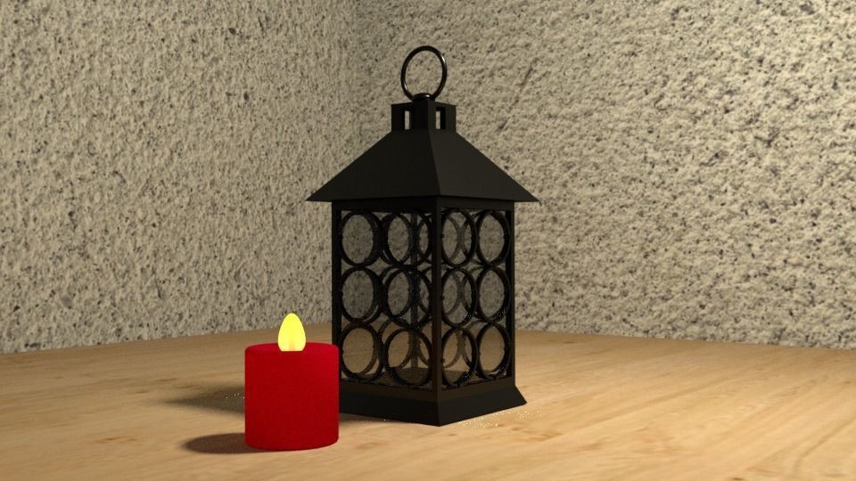 lantern with candle 3D model_1
