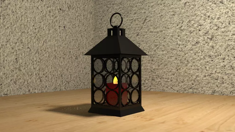 lantern with candle 3D model_0