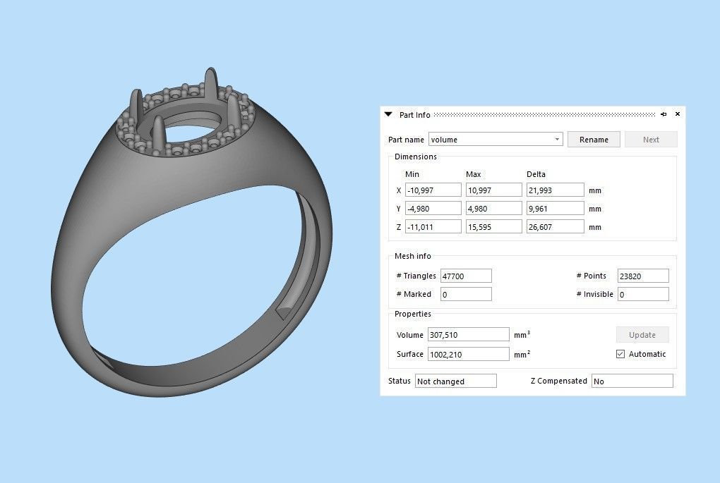 Women ring with cabochon and gems 3dm stl vintage 3D print model_23