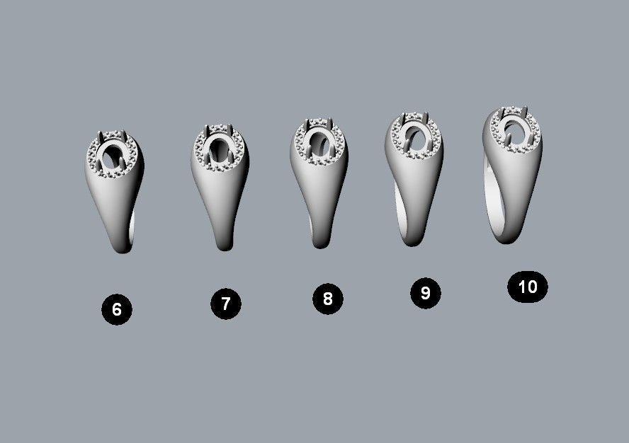 Women ring with cabochon and gems 3dm stl vintage 3D print model_3