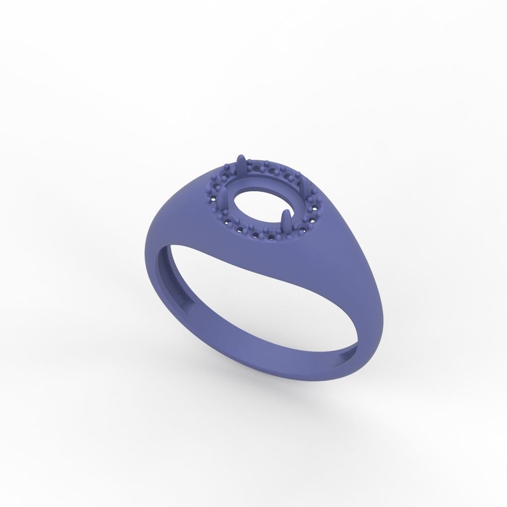 Women ring with cabochon and gems 3dm stl vintage 3D print model_9