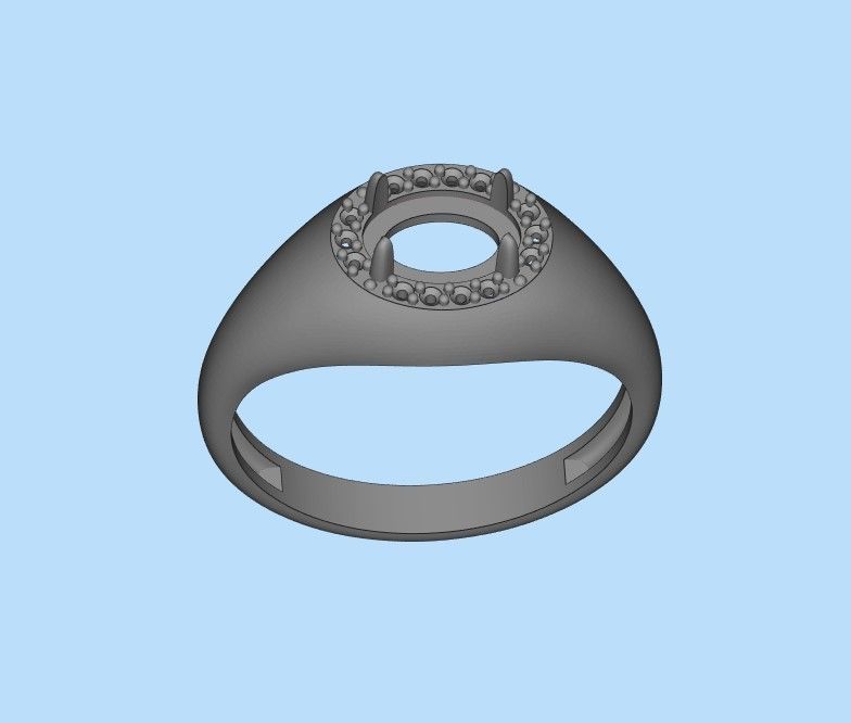 Women ring with cabochon and gems 3dm stl vintage 3D print model_24