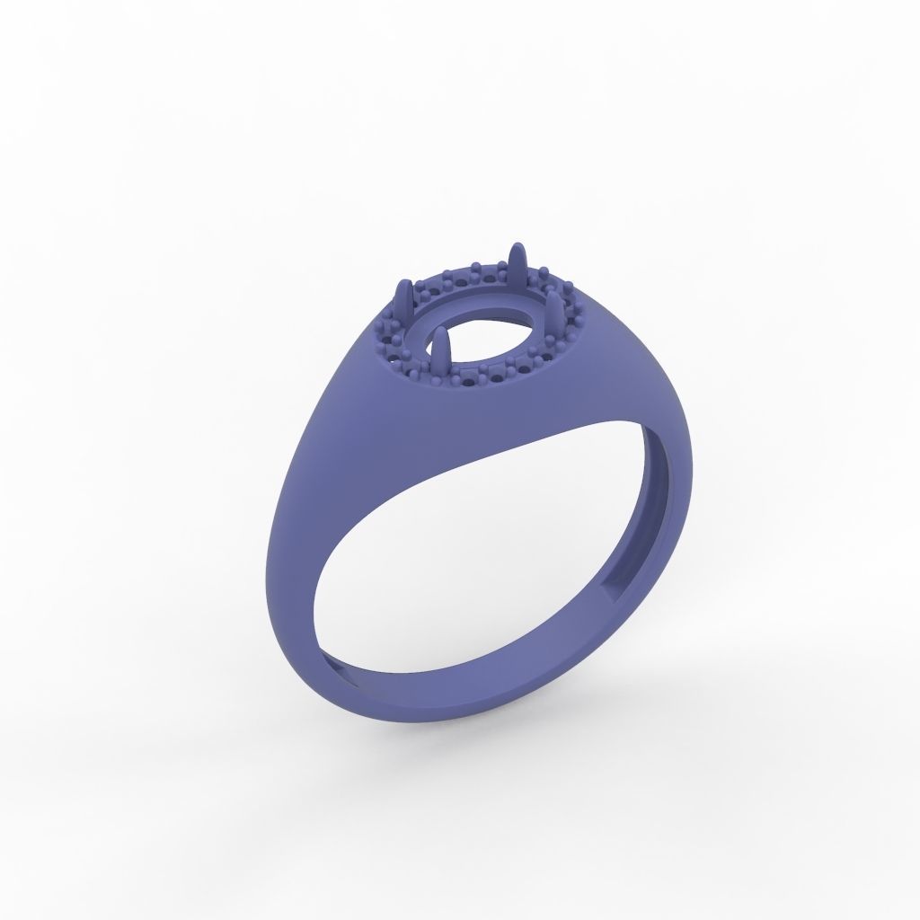 Women ring with cabochon and gems 3dm stl vintage 3D print model_8
