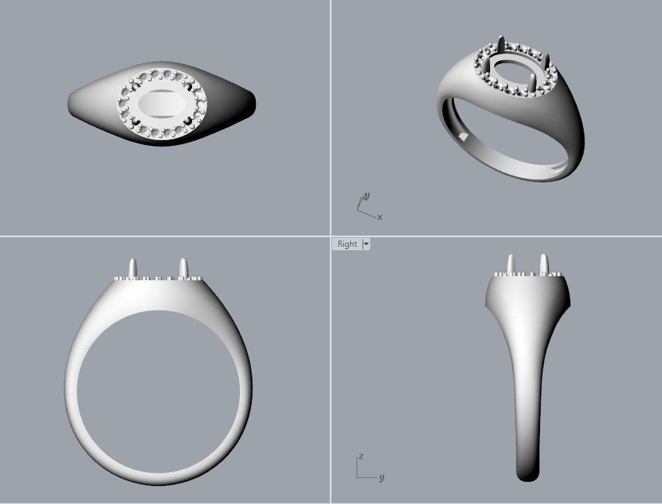 Women ring with cabochon and gems 3dm stl vintage 3D print model_18