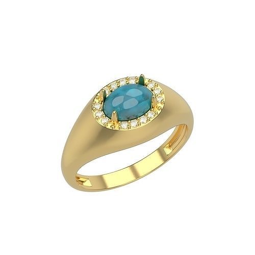 Women ring with cabochon and gems 3dm stl vintage 3D print model