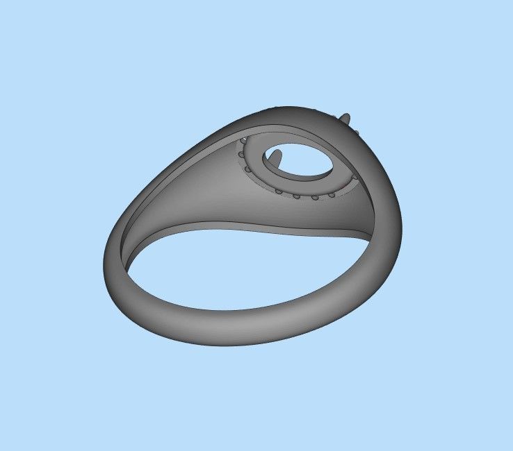 Women ring with cabochon and gems 3dm stl vintage 3D print model_29