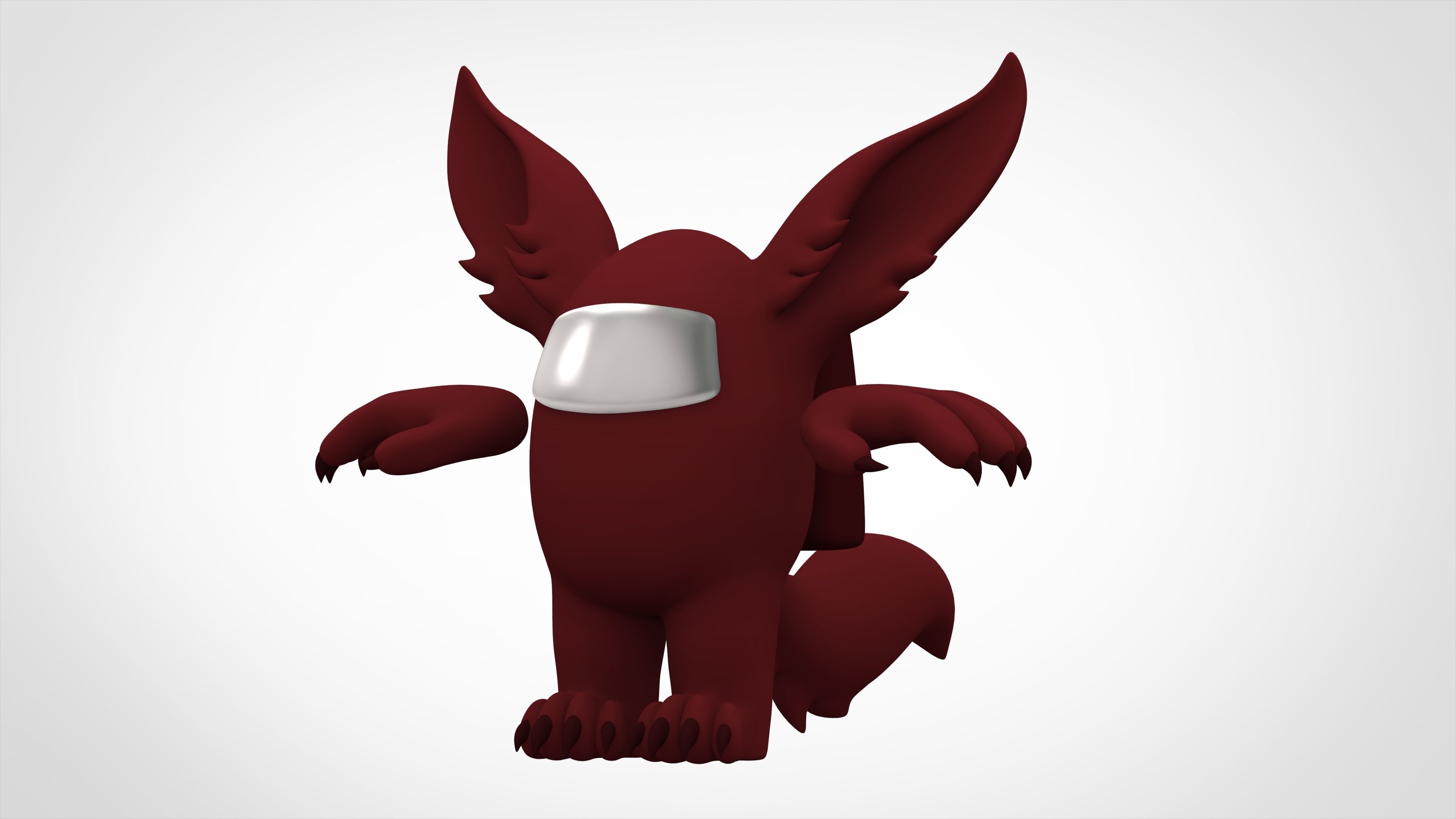 Among Us Maroon Werewolf Low-poly 3D model_5