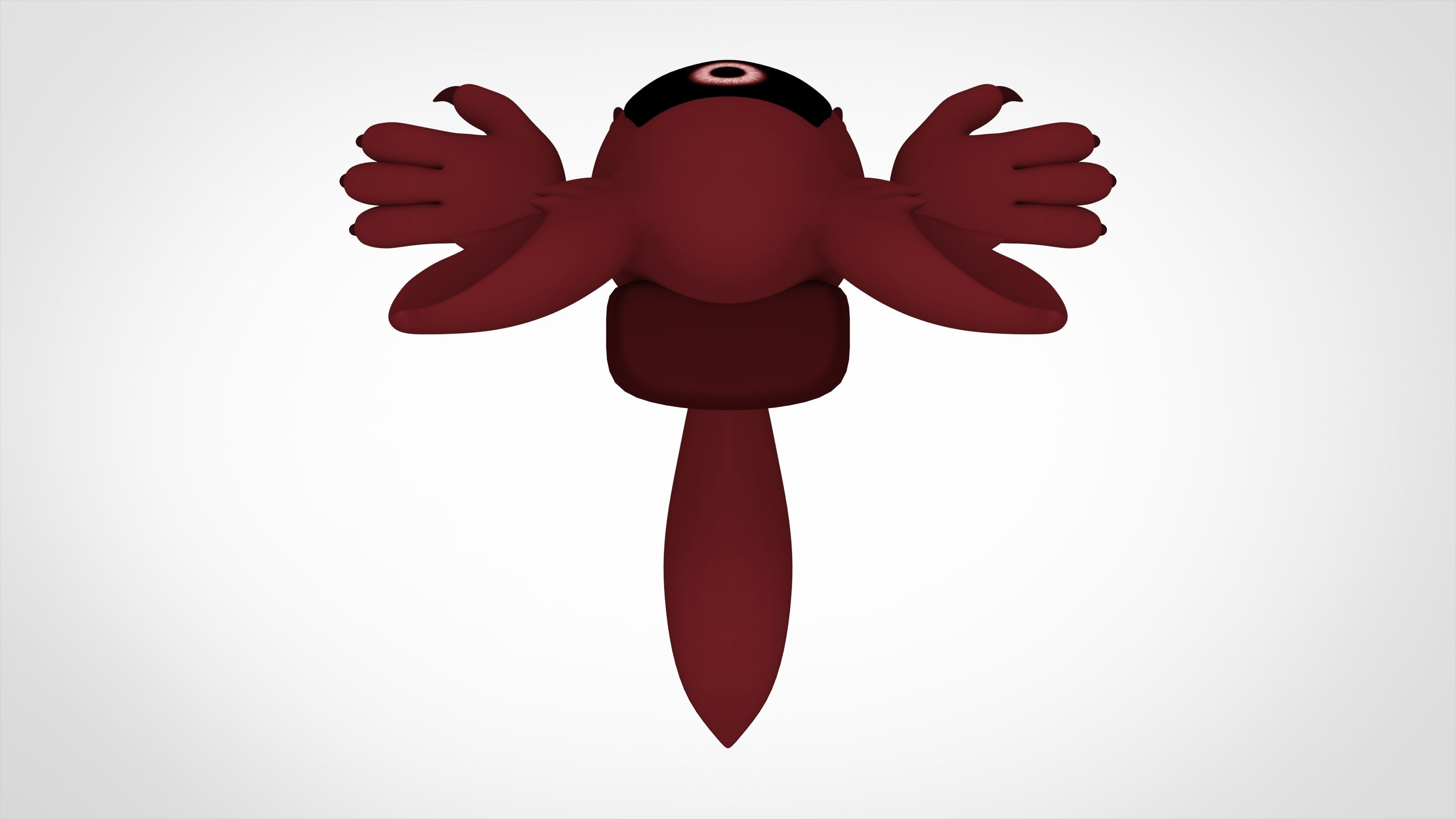 Among Us Maroon Werewolf Low-poly 3D model_4