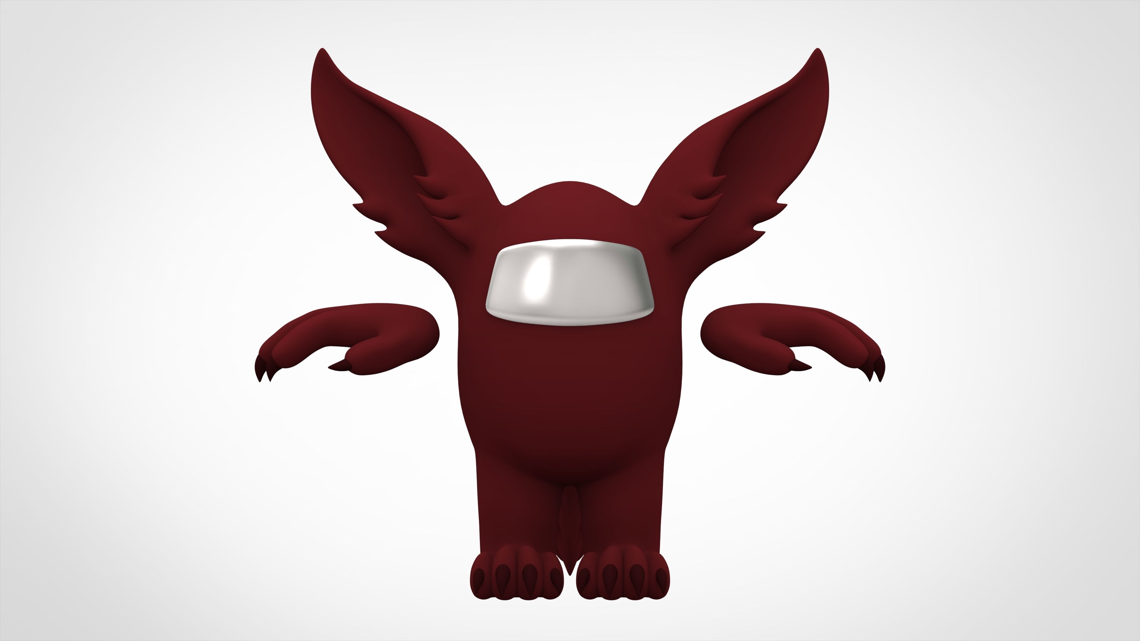 Among Us Maroon Werewolf Low-poly 3D model_6