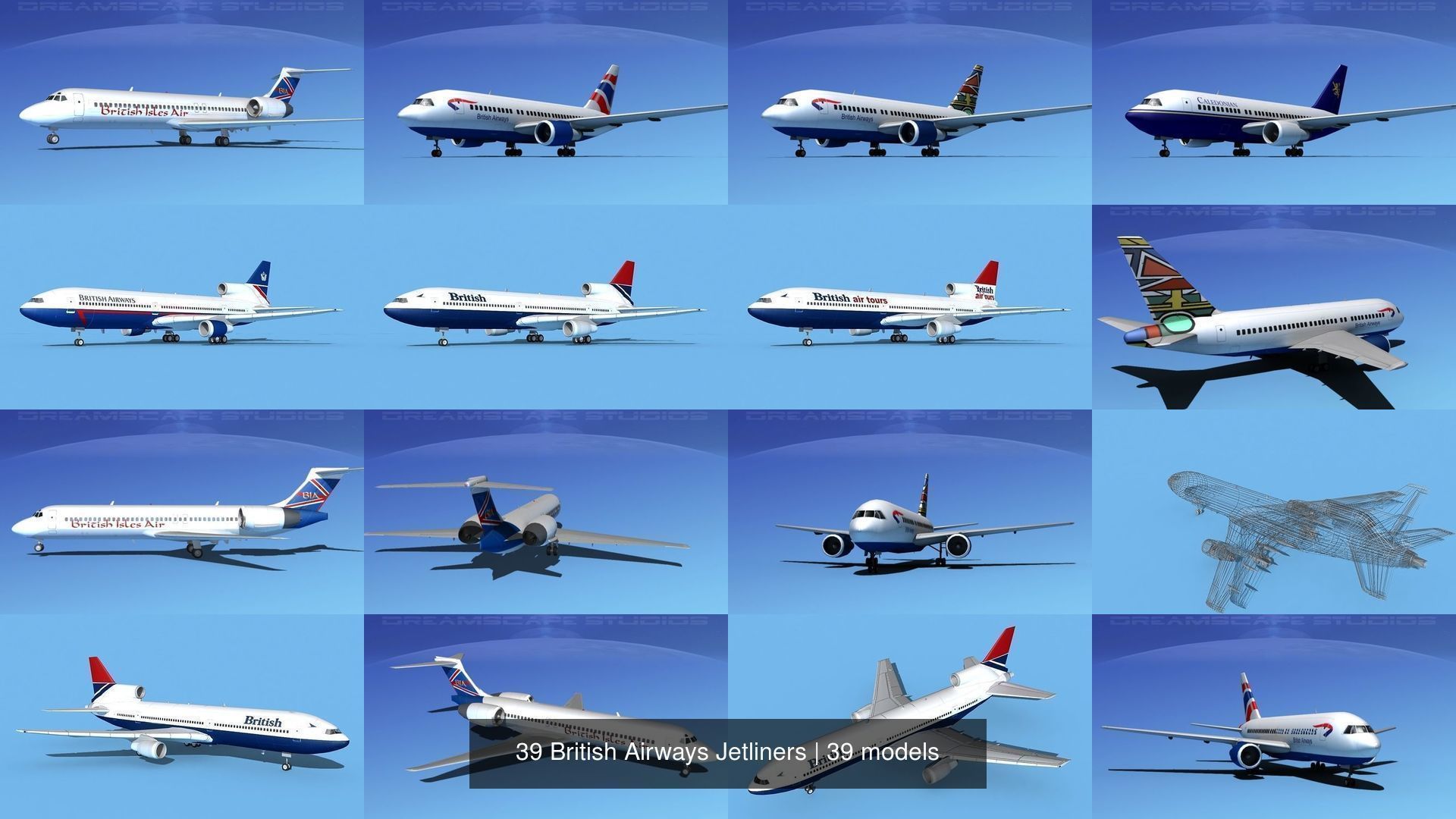 39 British Airways Jetliners 3D Model Collection_4