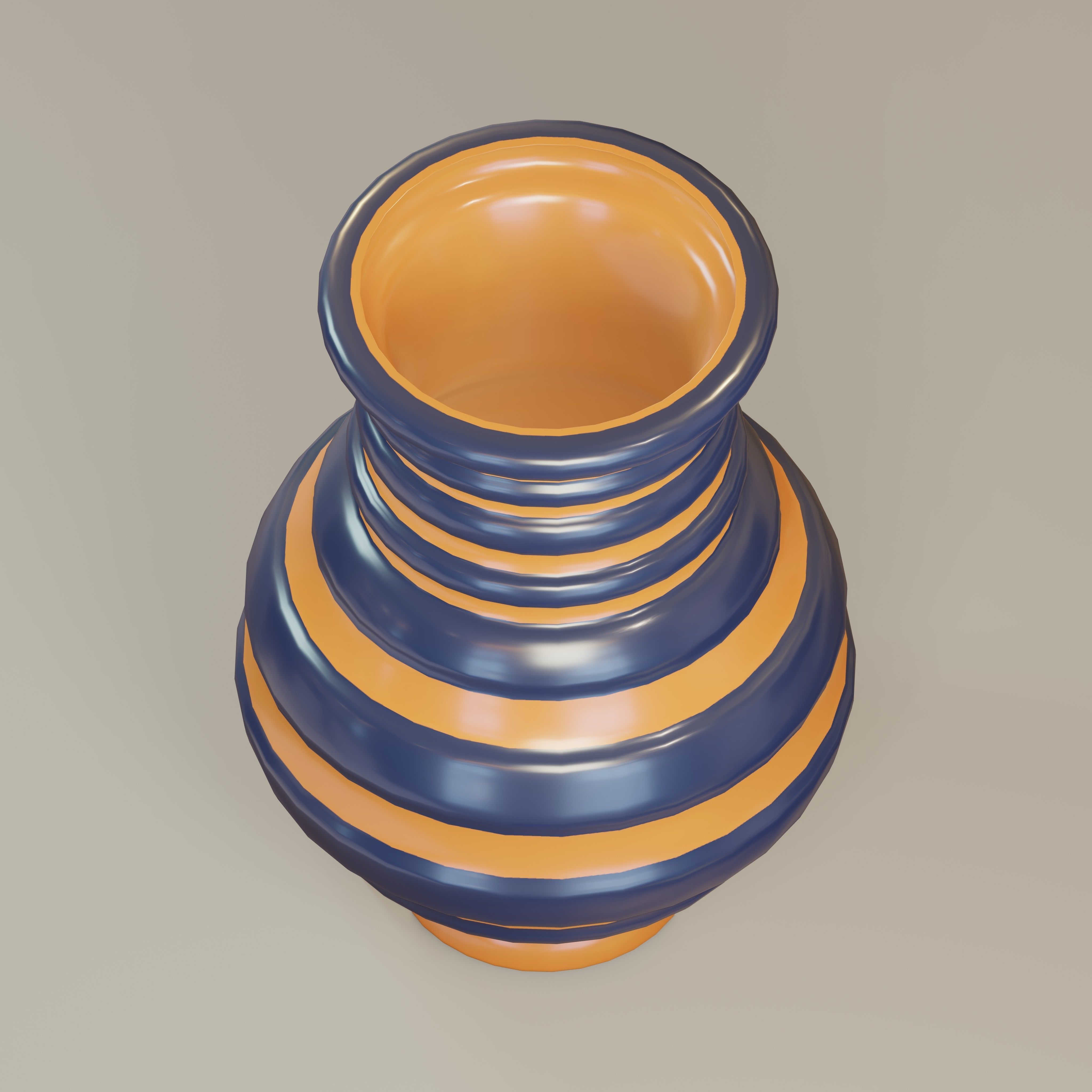 Vase05 orange and vase Low-poly 3D model_1